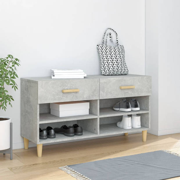 The Living Store Schoenenkast - Betongrijs - 102 x 35 x 55 cm - Stabiel en trendy design