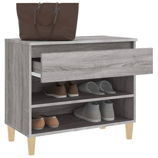 The Living Store Schoenenkast - Grijs Sonoma Eiken - 70x36x60 cm - Stabiel en voldoende opbergruimte