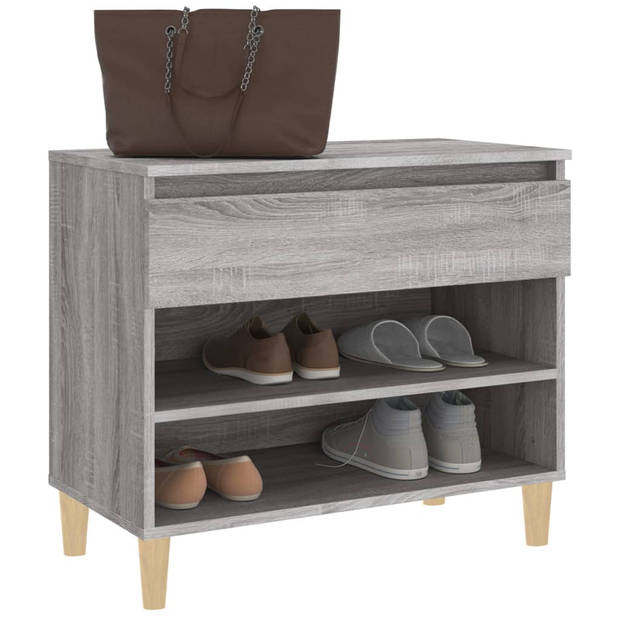 The Living Store Schoenenkast - Grijs Sonoma Eiken - 70x36x60 cm - Stabiel en voldoende opbergruimte