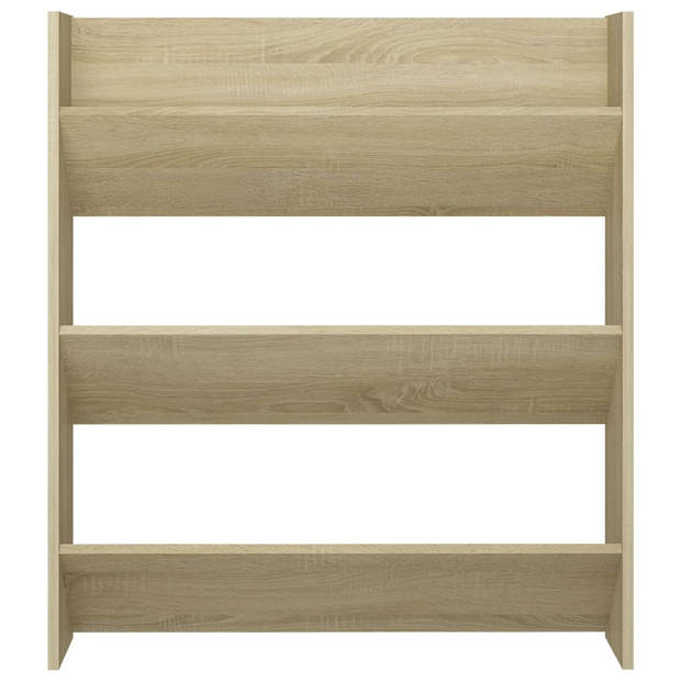 The Living Store Schoenenkast - Wandmontage - 80 x 18 x 90 cm - Sonoma eiken