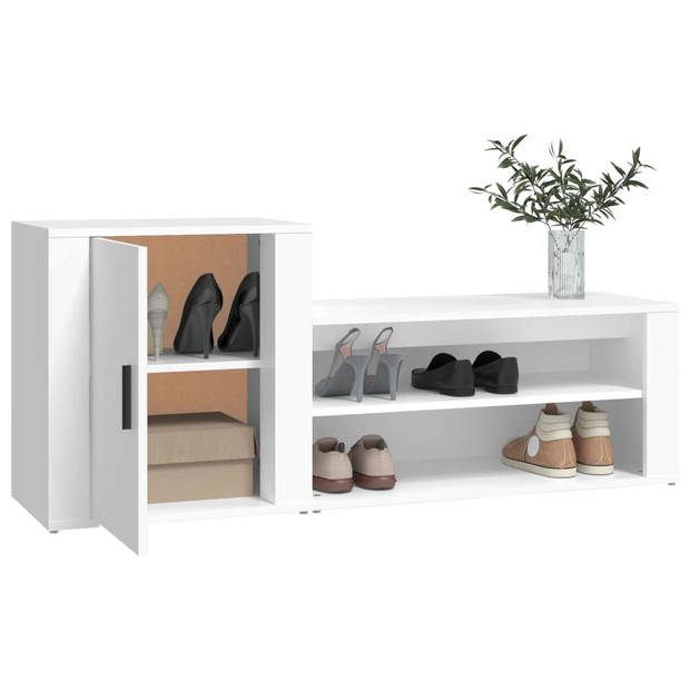 The Living Store Schoenenkast - Wit - 130 x 35 x 54 cm - Bewerkt hout