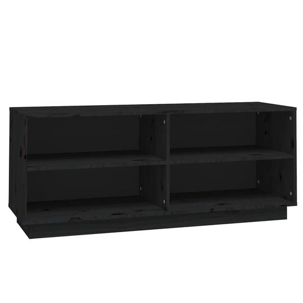 The Living Store Schoenenkast Grenenhout - 110 x 34 x 45 cm - Zwart