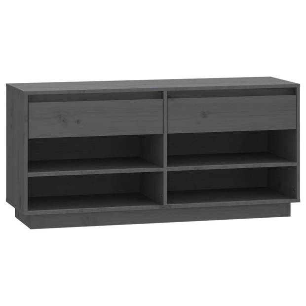 The Living Store Schoenenkast - Grenenhout - 110 x 34 x 52 cm - Grijs