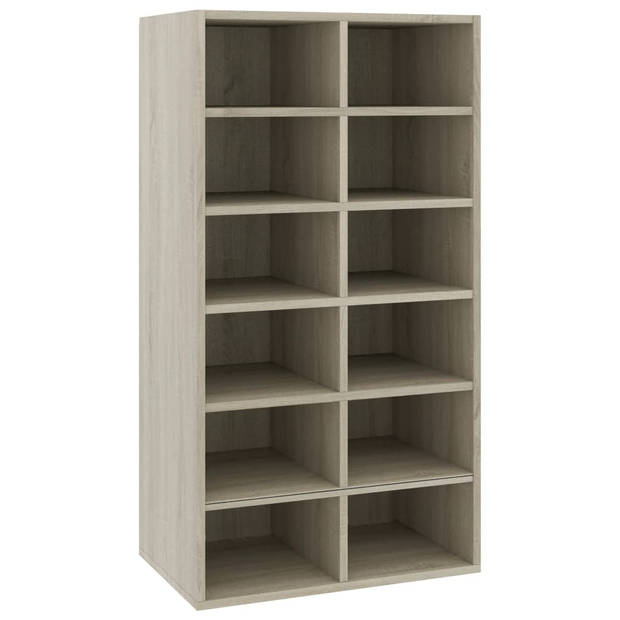 The Living Store Schoenenrek - Sonoma eiken - 54 x 34 x 100.5 cm - Met 12 schappen