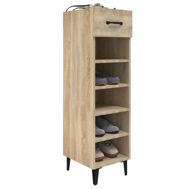 The Living Store Schoenenkast Sonoma Eiken - 30x35x105 cm - Ruimtebesparend