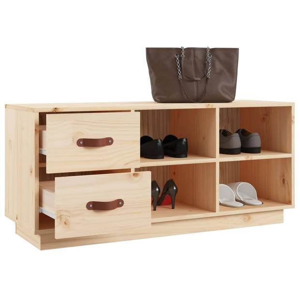 The Living Store Schoenenkast Massief Grenenhout - Gang - 100 x 34 x 45 cm