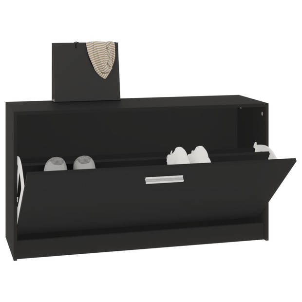 The Living Store Schoenenbank - Hout - 80 x 24 x 45 cm - Zwart