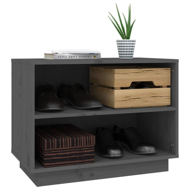 The Living Store Schoenenkast Grenenhout - 60 x 34 x 45 cm - Grijs