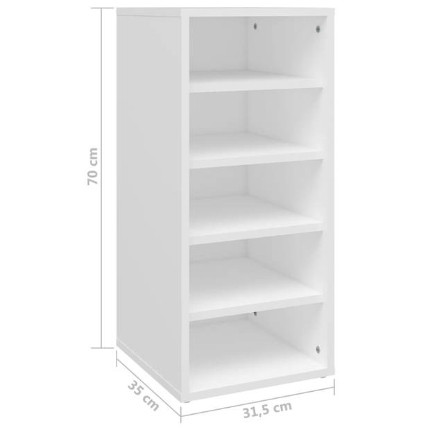 The Living Store Schoenenkast - Tijdloos - Opbergers - Afmeting- 31.5 x 35 x 70 cm - Kleur- wit - Materiaal- spaanplaat