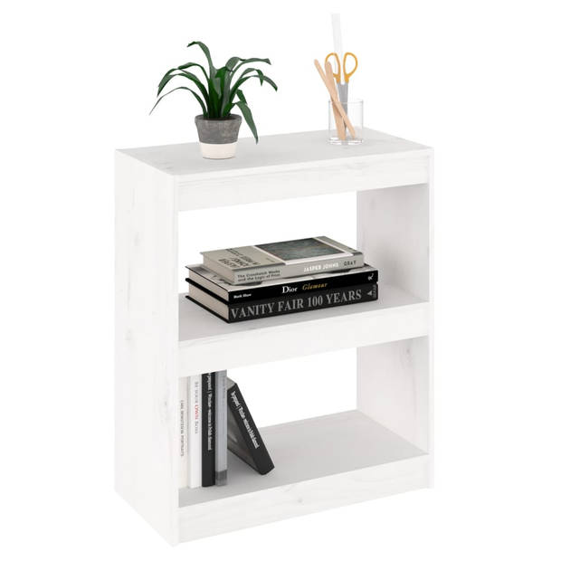 vidaXL Boekenkast/kamerscherm 60x30x71,5 cm massief grenenhout wit