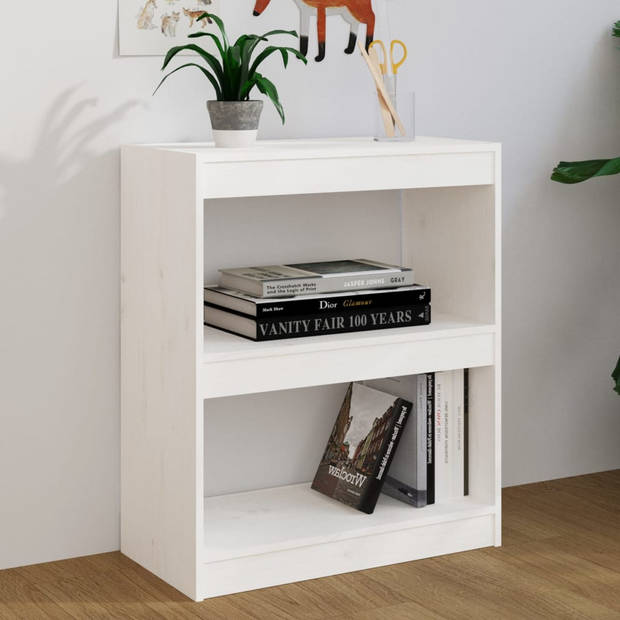 vidaXL Boekenkast/kamerscherm 60x30x71,5 cm massief grenenhout wit