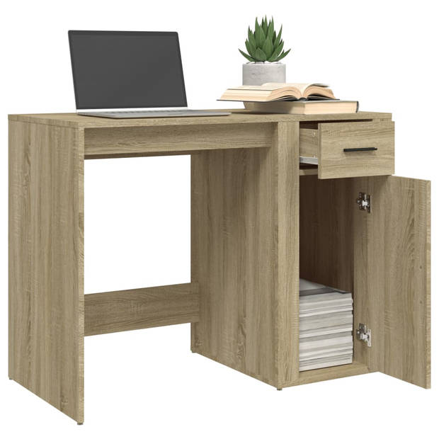 The Living Store Bureau Sonoma Eiken - 100 x 49 x 75 cm - Met lade en kastje