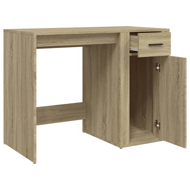 The Living Store Bureau Sonoma Eiken - 100 x 49 x 75 cm - Met lade en kastje