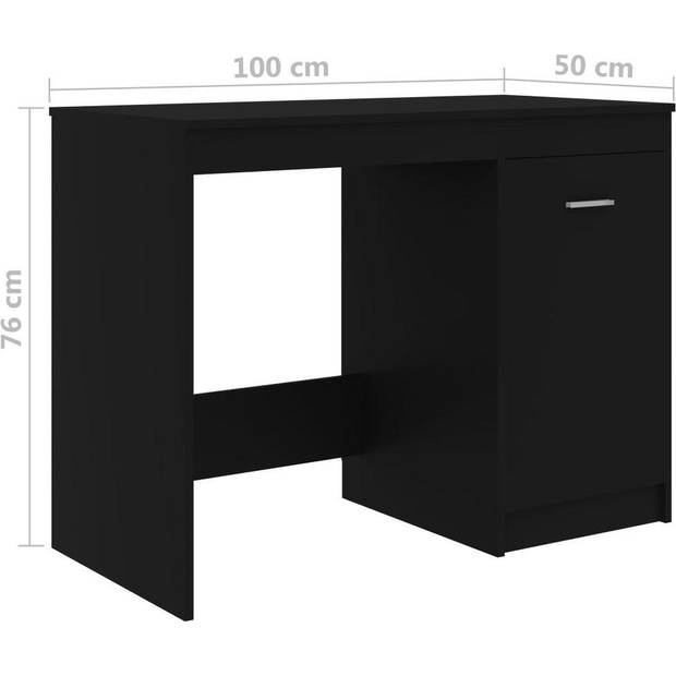 The Living Store Bureau Modern - 100x50x76 cm - Geïntegreerd kastje - Zwart