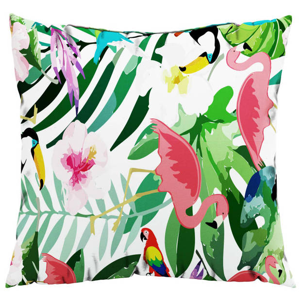 The Living Store Sierkussens Vogels Bladeren Bloemen - 50 x 50 cm - Waterafstotend