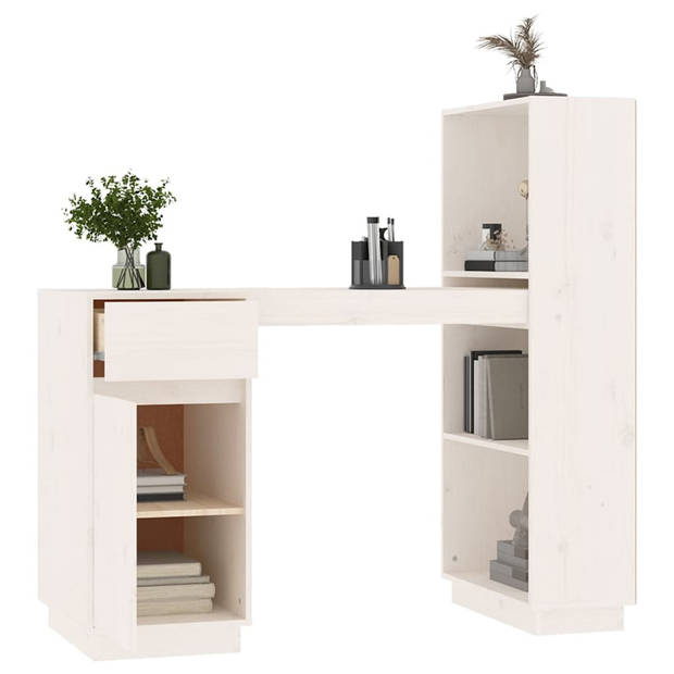 The Living Store Bureau Grenenhout Computertafel - 110 x 53 x 117 cm - Wit