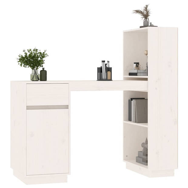 The Living Store Bureau Grenenhout Computertafel - 110 x 53 x 117 cm - Wit