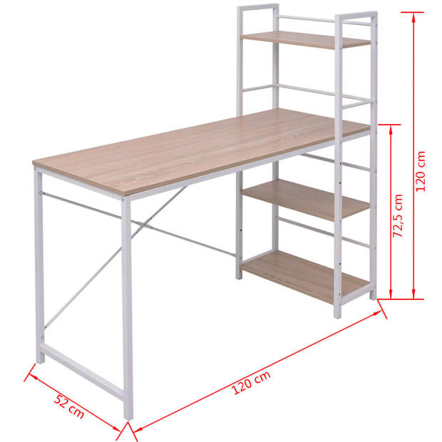 The Living Store Bureau - Kantoormeubilair - 120 x 52 x 120 cm - Eiken - Met 4 lagen