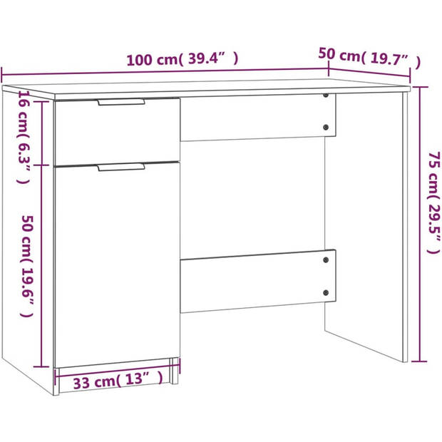 The Living Store Bureau The Living Store Bureau Computerbureau - 100 x 50 x 75 cm - Hoogglans wit