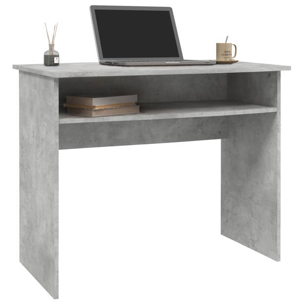 The Living Store Computerbureau - bewerkt hout - 90 x 50 x 74 cm - betongrijs