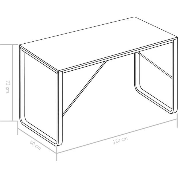 The Living Store Schrijftafel Industrial - 120x60x73 cm - Zwart/Eiken