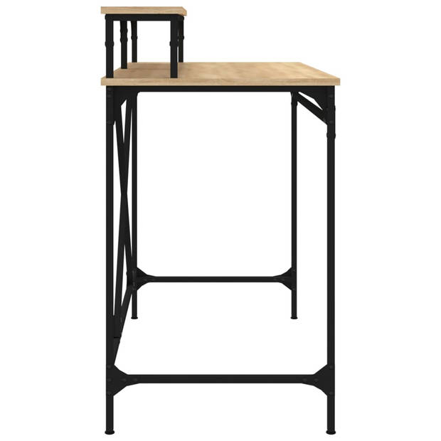 The Living Store Bureau Industrieel - Sonoma Eiken - 100 x 50 x 90 cm - Bewerkt Hout en Ijzer