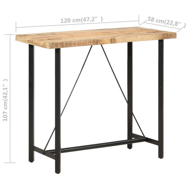 vidaXL Bartafel 120x58x107 cm ruw mangohout