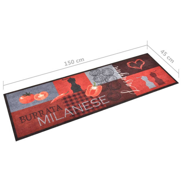 The Living Store Vloermat Tomatenprint - 150 x 45 cm - Anti-slip latex - Machine wasbaar