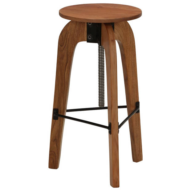 The Living Store houten barstoelen - set van 2 - acaciahout en staal - in hoogte verstelbaar