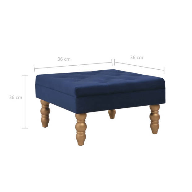 The Living Store Poef Velvet - 60 x 60 x 36 cm - Marineblauw - Decoratieve knoppen