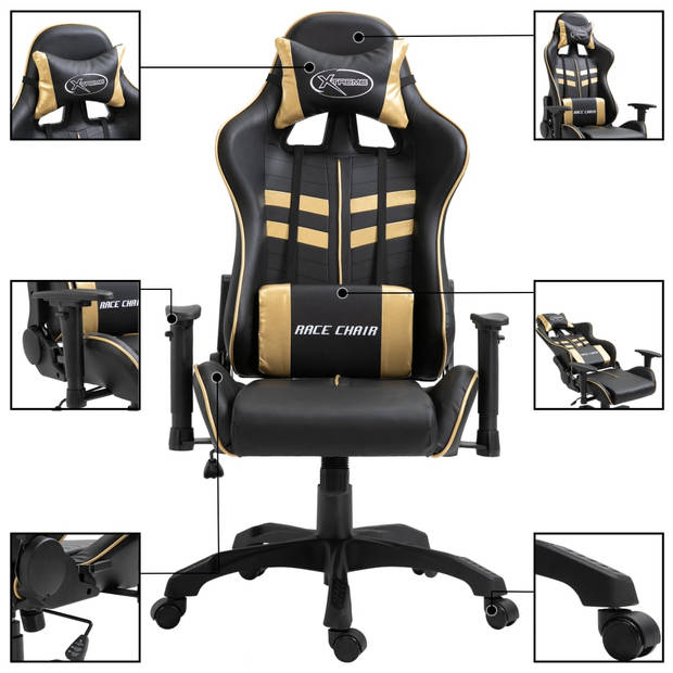 The Living Store Gamingstoel - Luxe - Hoog rugontwerp - Ergonomisch - In hoogte verstelbaar - Relaxfauteuil - 360