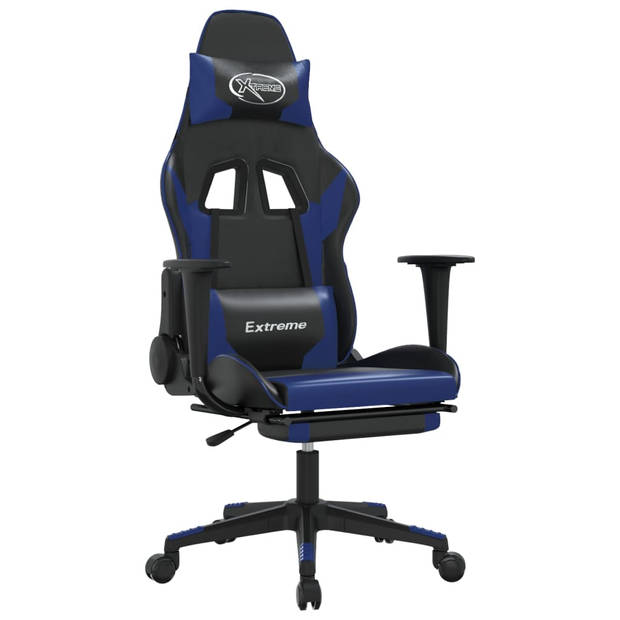 The Living Store Gamestoel eSports - Zwart/Blauw - 67x58x(118-128) cm - Massagefunctie