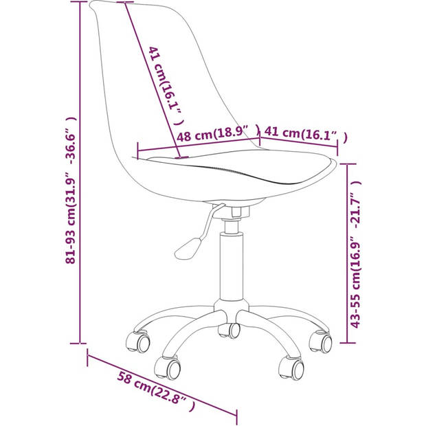 The Living Store Draaibare Eetkamerstoelen - Blauw - 48 x 58 x (81-93) cm - Gasveermechanisme