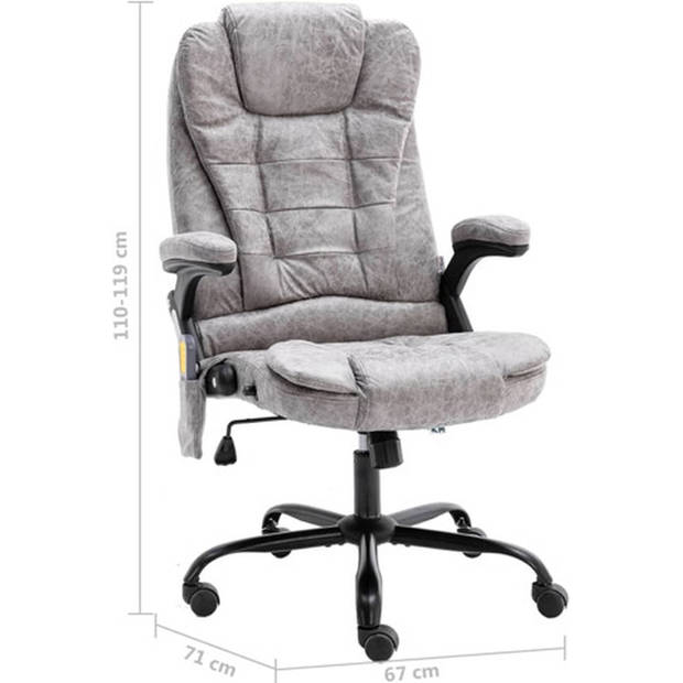 The Living Store Ergonomische kantoorstoel - lichtgrijs - 67x71x(110-119) cm - Massage en verwarming