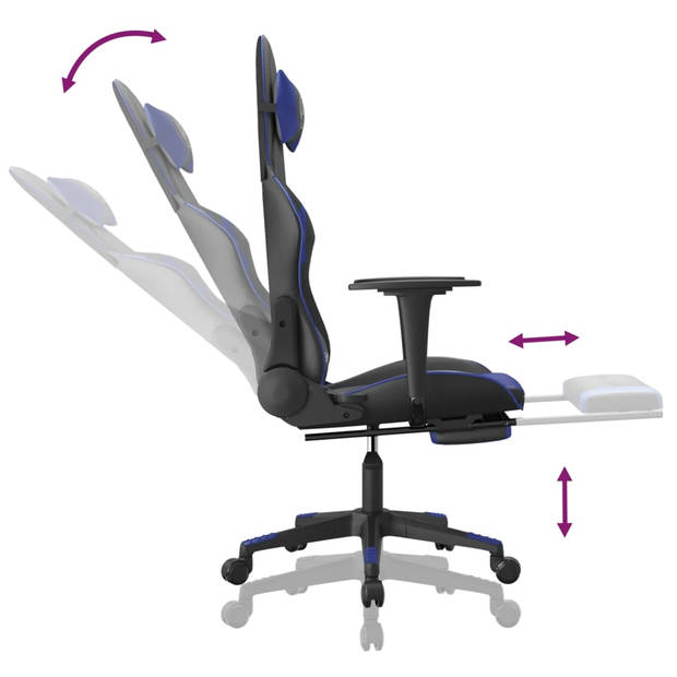 The Living Store Gamestoel eSports - Zwart/Blauw - 67x58x(118-128) cm - Massagefunctie