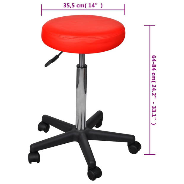 The Living Store Kantoorkruk Rood 35.5 x (64-84) cm - verstelbaar - 2 krukken