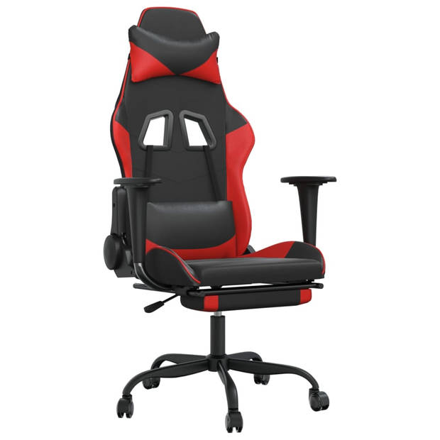 The Living Store Gamestoel - - Gamestoelen - 66 x 56 x (120.5 - 131) cm - Zwart/Rood