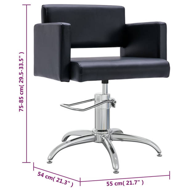 The Living Store Salonstoel - Kappersstoel - Zwart - 55x54x(75-85) cm - Anti-slip - Comfortabel - Stalen frame -
