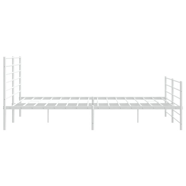 vidaXL Bedframe met hoofd- en voeteneinde metaal wit 180x200 cm