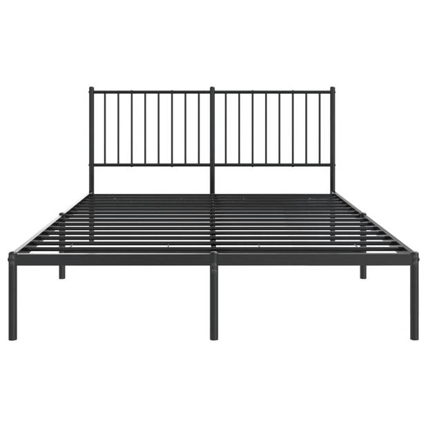 vidaXL Bedframe met hoofdbord metaal zwart 140x190 cm