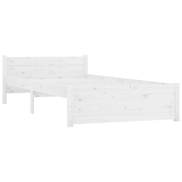 vidaXL Bedframe massief hout wit 75x190 cm