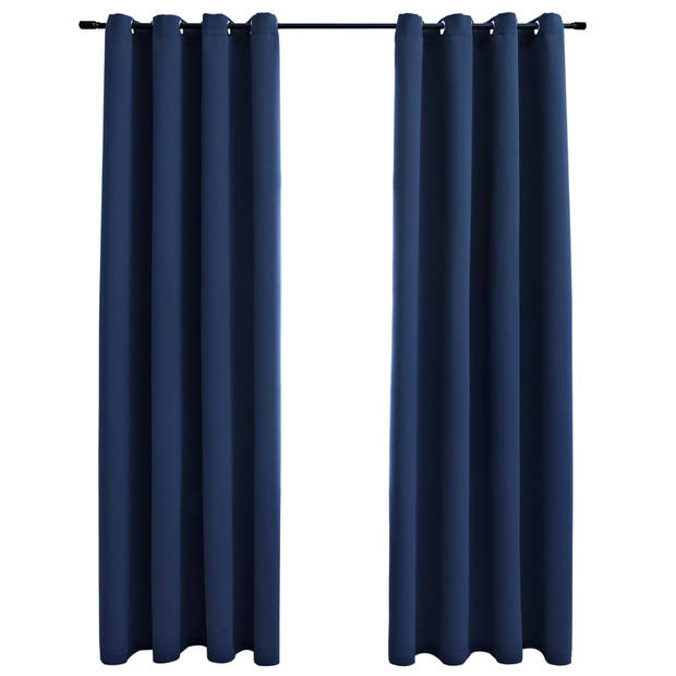 The Living Store Gordijnen - Polyester - Blauw - 140 x 245 cm (B x H) - Metalen ringen