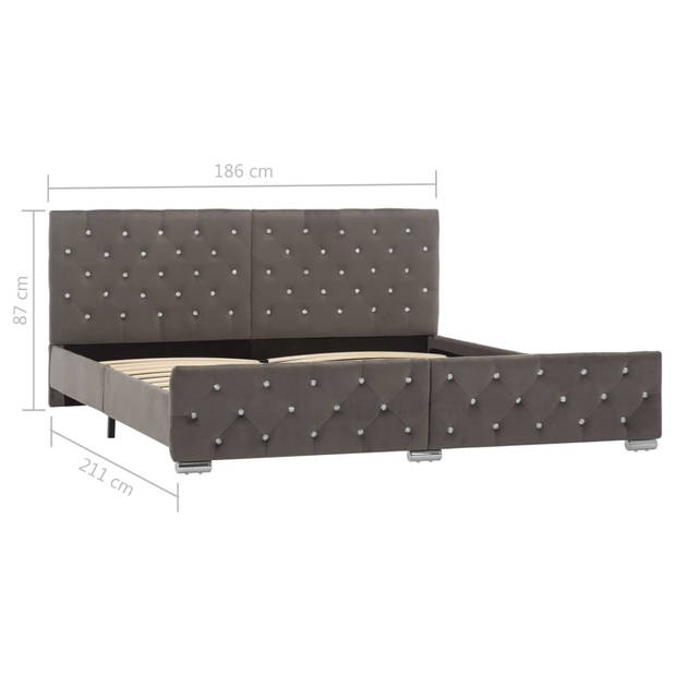 vidaXL Bedframe fluweel grijs 180x200 cm