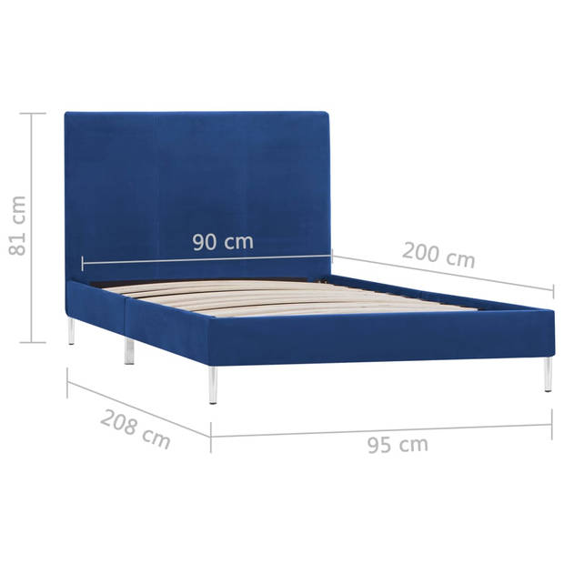 vidaXL Bedframe stof blauw 90x200 cm