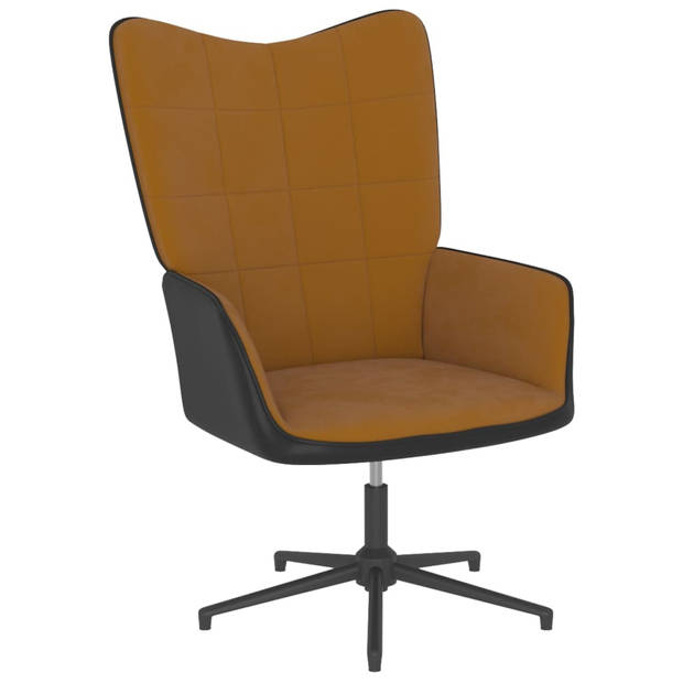 The Living Store Relaxfauteuil - bruin fluweel - 62 x 68 x 98 cm - draaibaar - met voetenbank - The Living Store