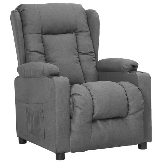 The Living Store Verstelbare stoel - Fauteuil - Lichtgrijs - 72.5x96x99.5cm - Met 2 bekerhouders