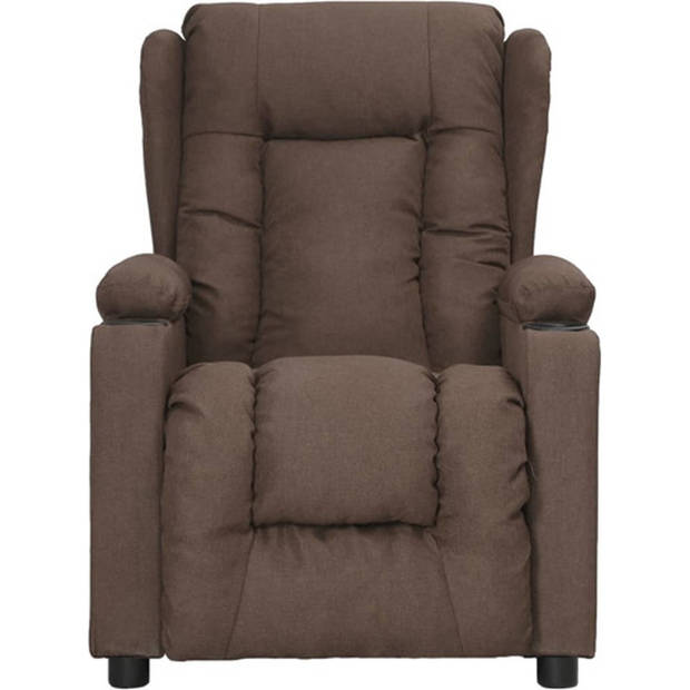 The Living Store Verstelbare Fauteuil - Taupe - 72.5 x 96 x 99.5 cm - Met 2 bekerhouders