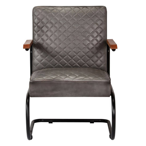 vidaXL Fauteuil echt leer grijs