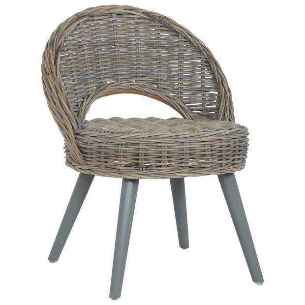 The Living Store Kubu Rattan Fauteuil - Grijs - 60 x 60 x 79 cm (B x D x H) - Comfortabel en Duurzaam