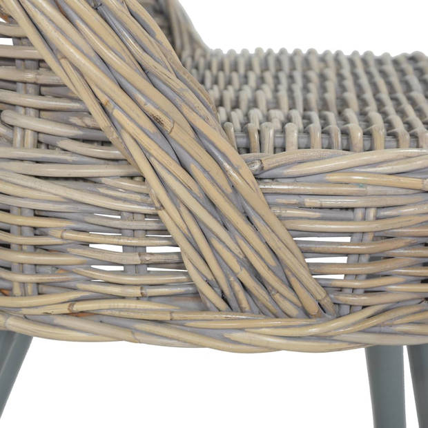 The Living Store Kubu Rattan Fauteuil - Grijs - 60 x 60 x 79 cm (B x D x H) - Comfortabel en Duurzaam